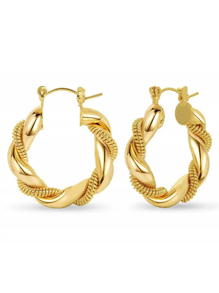 Waterproof twist gold plated offers earrings