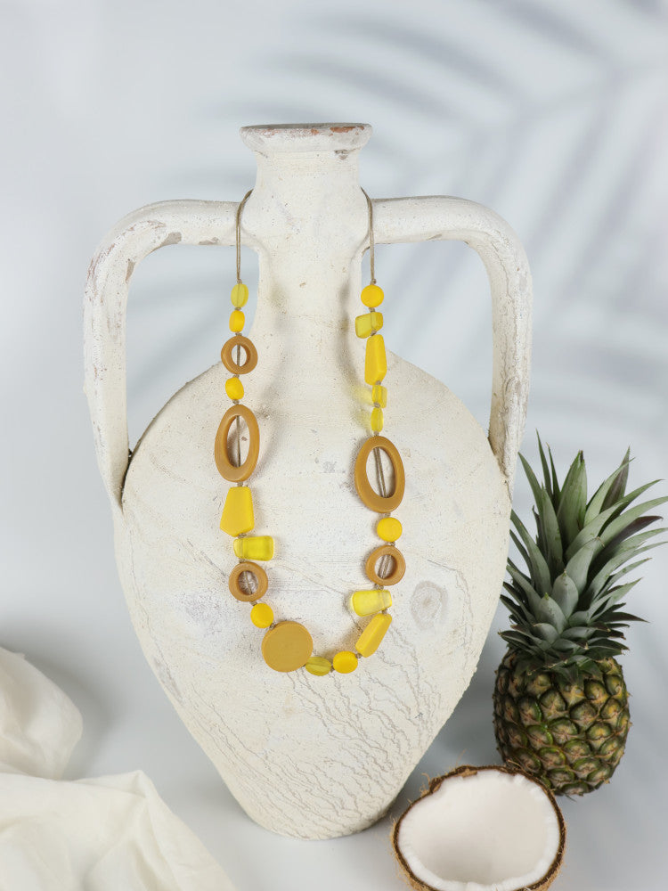 Resin Bead Necklace - Kihei - Yellow