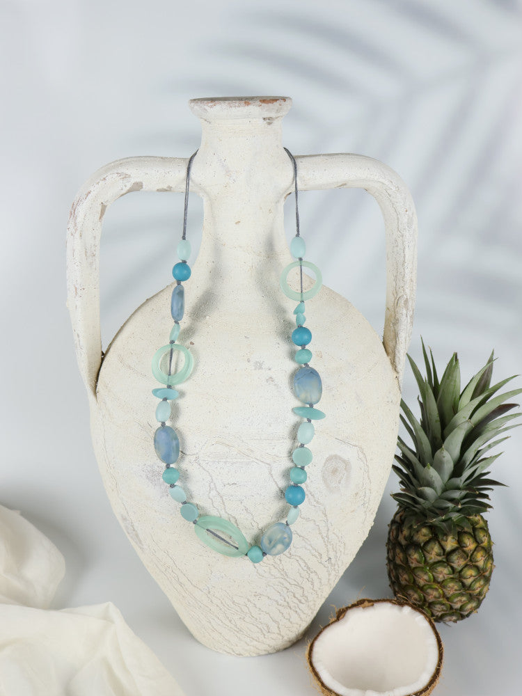 Resin Bead Necklace - Kihei - Blue