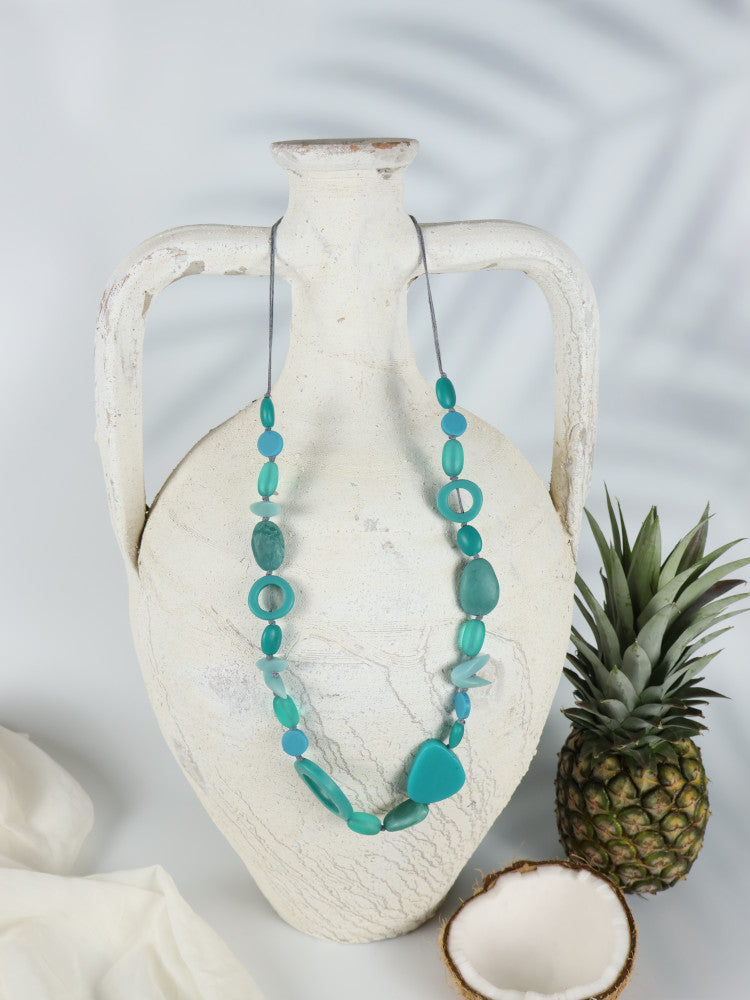 Resin Bead Necklace - Kihei - Teal