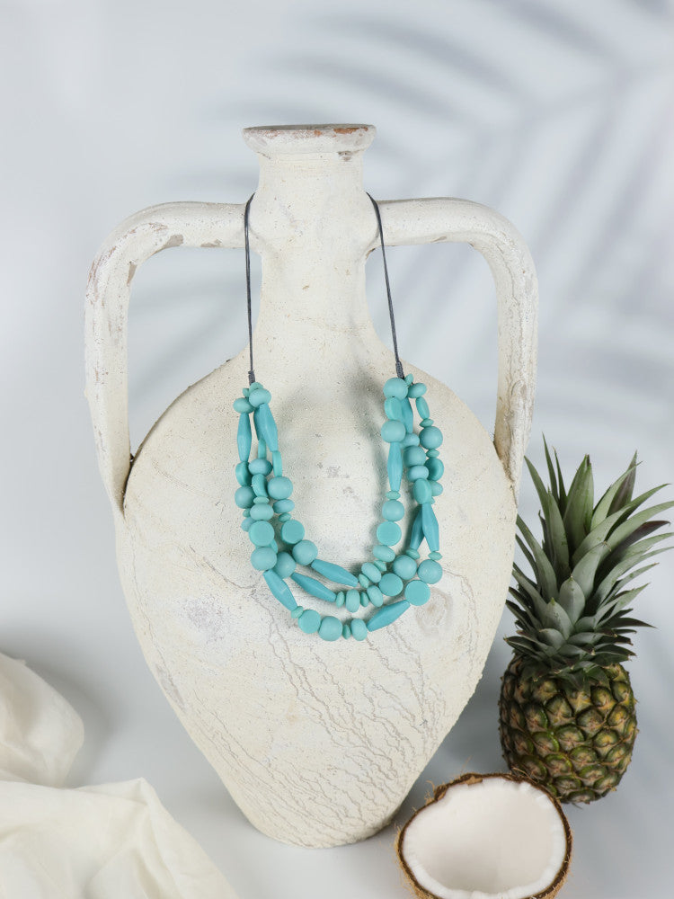 Resin Bead Necklace - Pahoa - Blue