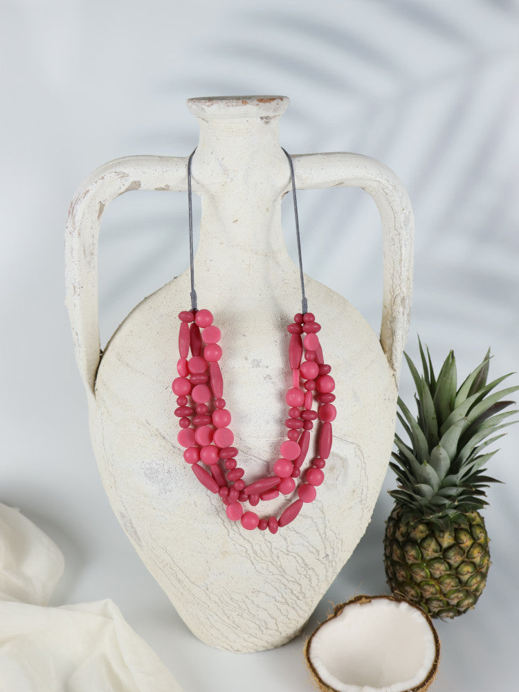 Resin Bead Necklace - Pahoa - Rose