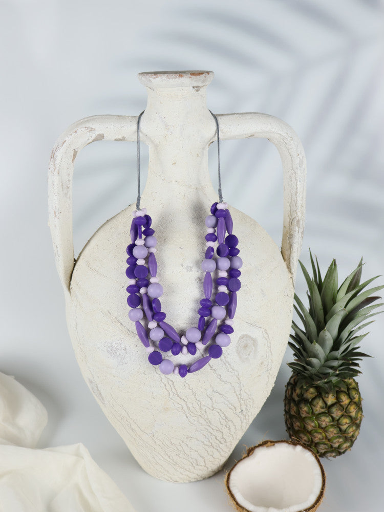 Resin Bead Necklace - Pahoa - Purple