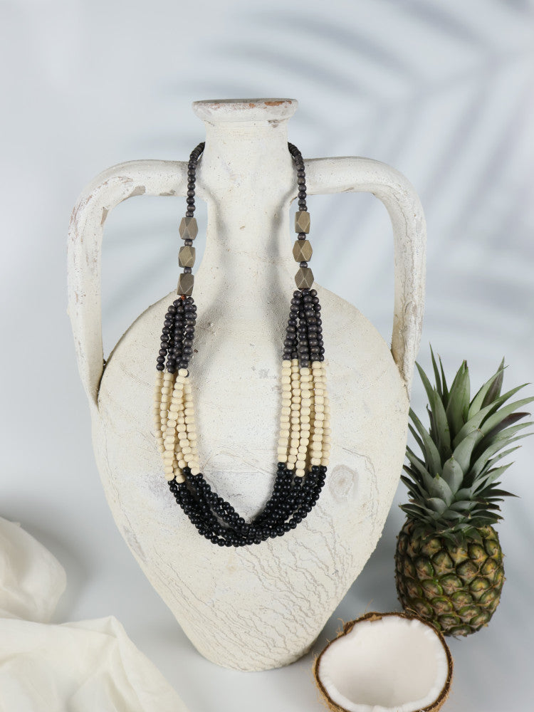 Timber Bead Necklace - Kahului - Marble