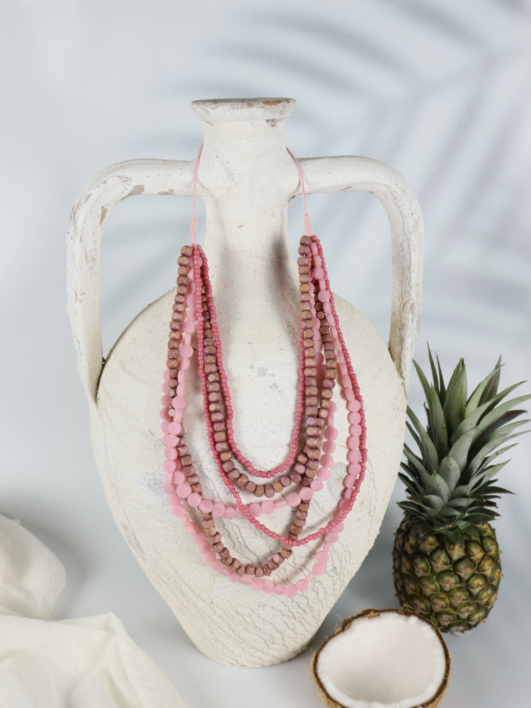 Timber Bead Necklace - Makawao - Blush