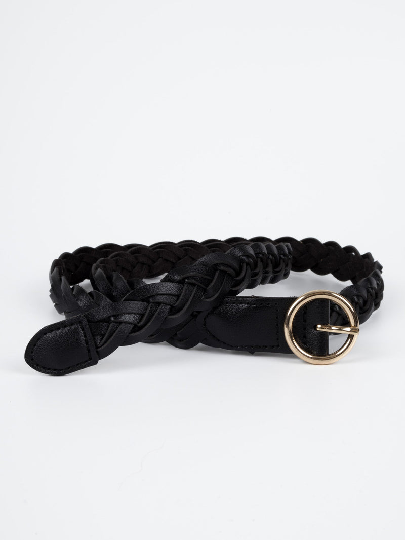 Vegan PU Leather Belt - Lille - Woven - Gold / Black - 108cm