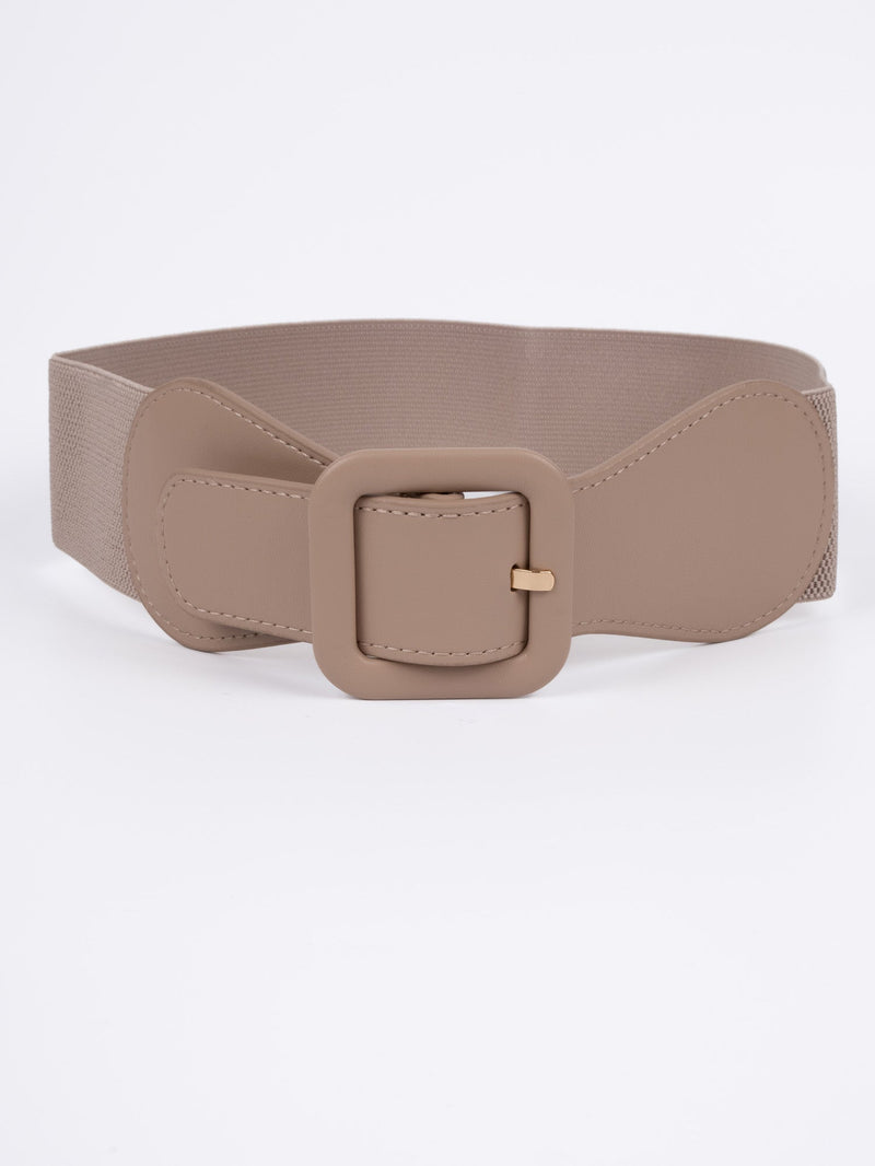 Vegan PU Leather Belt - Montreuil - Elastic Waist - Beige - 81cm