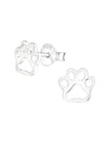 Silver Paw Print Stud Earrings