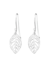 Silver Leaf Hook Earrings