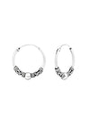 Silver Bali Hoop Earrings 16mm Oxidized