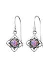 Silver Flower Earrings -  Opal - Lavender