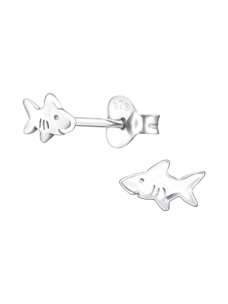 Silver Shark Stud Earrings