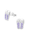 Silver Ballerina Shoes Stud Earrings - Violet