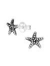 Silver Starfish Stud Earrings Oxidized