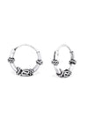 Silver Bali Hoop Earrings 10mm Oxidized