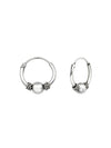 Silver Bali Hoop Earrings 12mm Oxidized - 33135