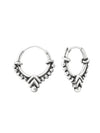 Silver Bali Hoop Earrings 12mm Oxidized