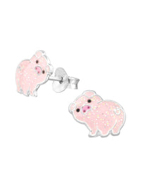 Silver Pig Stud Earrings - Epoxy