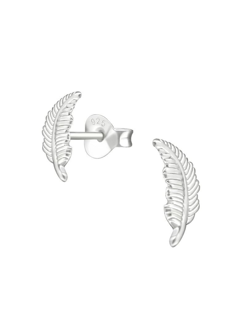 Silver Feather Stud Earrings