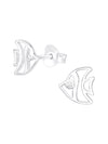 Silver Fish Stud Earrings - Cubic Zirconia