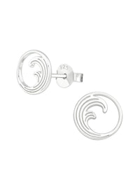 Silver Wave Stud Earrings