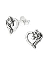 Silver Horse Lover Stud Earrings - Oxidized