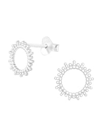 Silver Sun Stud Earrings