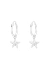 Silver Hanging Starfish Huggies Earrings