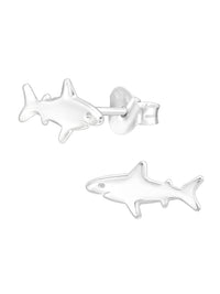 Silver Shark Stud Earrings