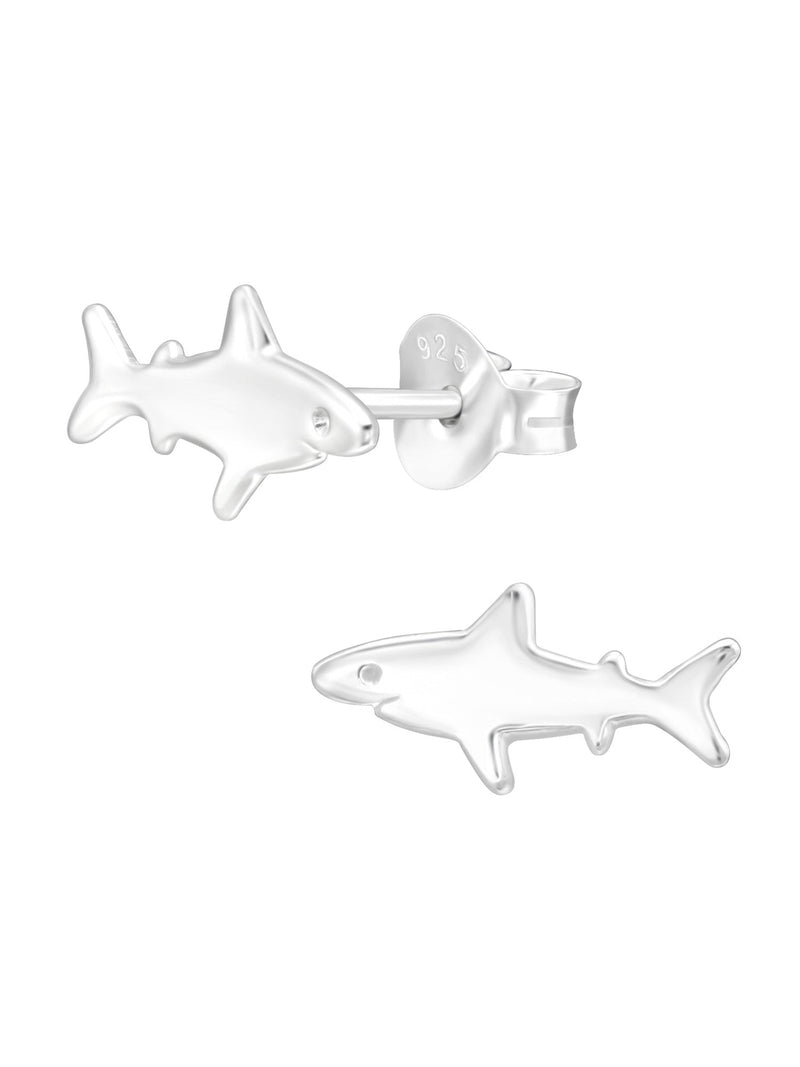 Silver Shark Stud Earrings