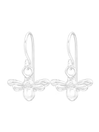 Silver Bee Hook Earrings