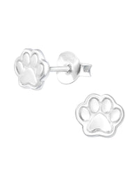 Silver Cut Out Paw Print Stud Earrings