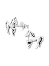 Silver Horse Stud Earrings - Oxidized