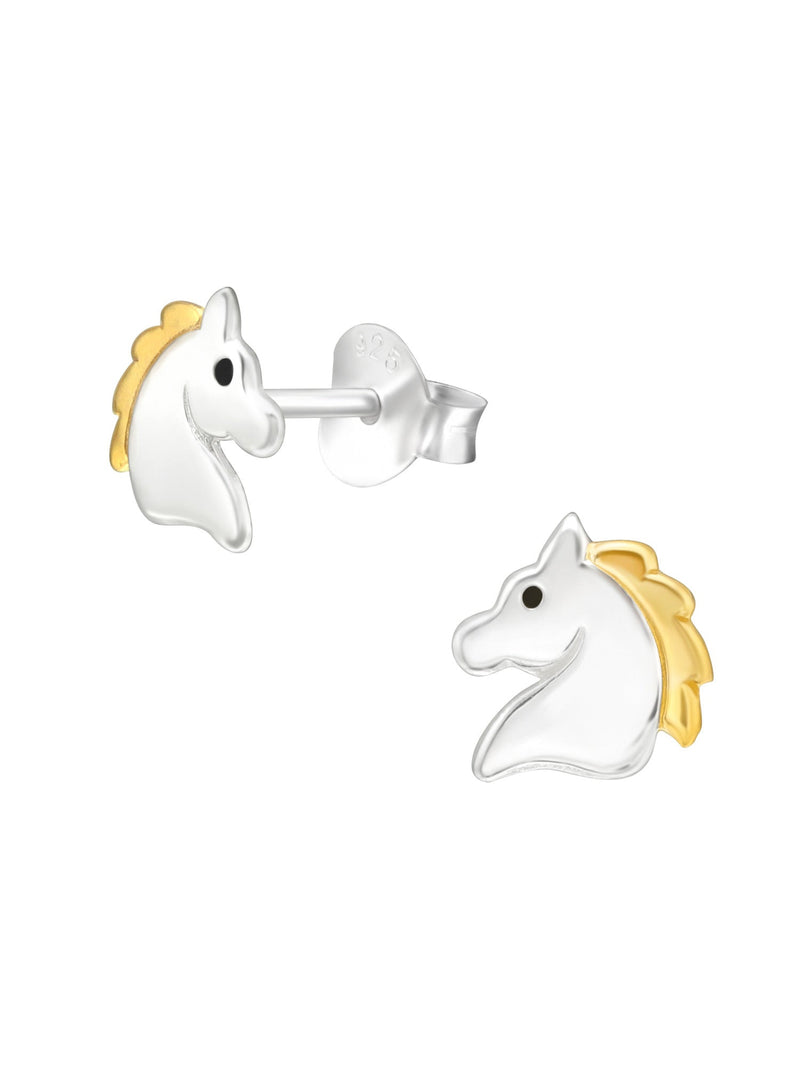 Silver & Gold Horse Stud Earrings