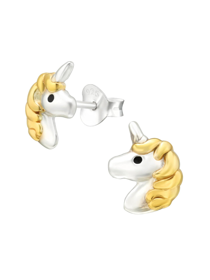 Silver & Gold Unicorn Stud Earrings