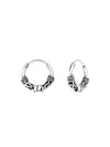 Silver Bali Hoop Earrings 10mm Oxidized