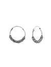 Silver Bali Hoop Earrings 14mm Oxidized