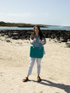 Aloha Vegan Tote Bag - Teal - Medium