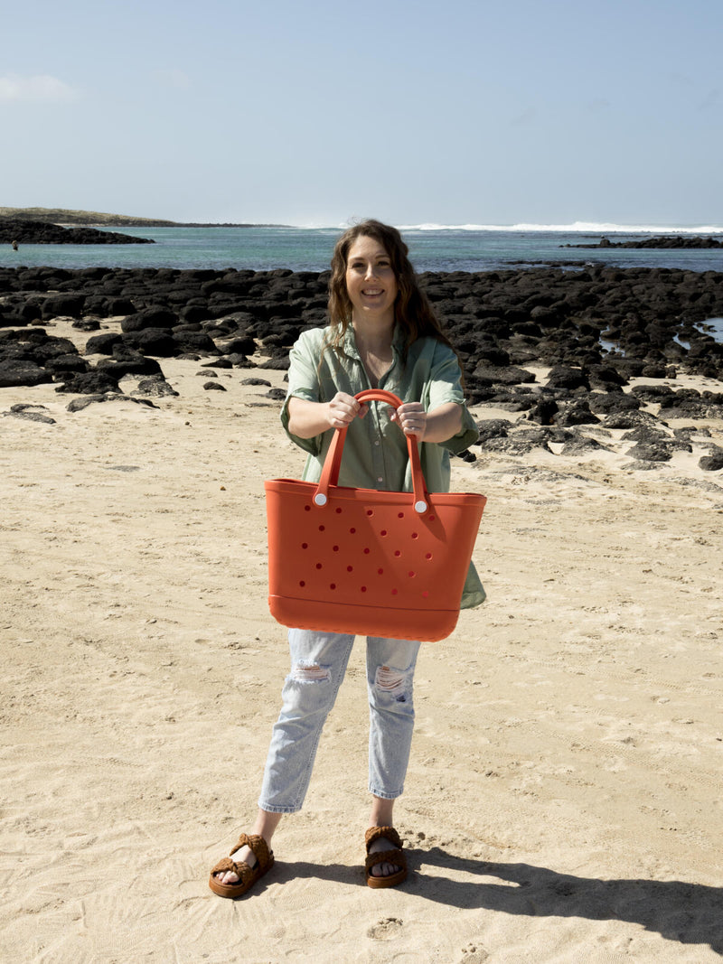 Aloha Vegan Tote Bag - Orange - Large