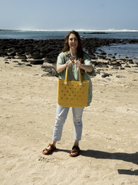 Aloha Vegan Tote Bag - Yellow - Medium