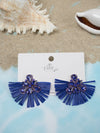 Glitzy Raffia & Rhinestone Earrings - Royal Blue