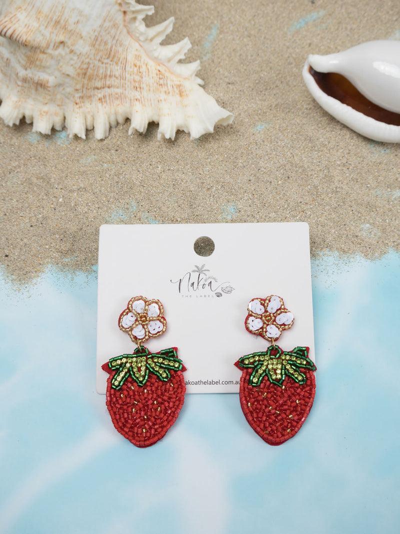 Strawberry Beaded Earrings