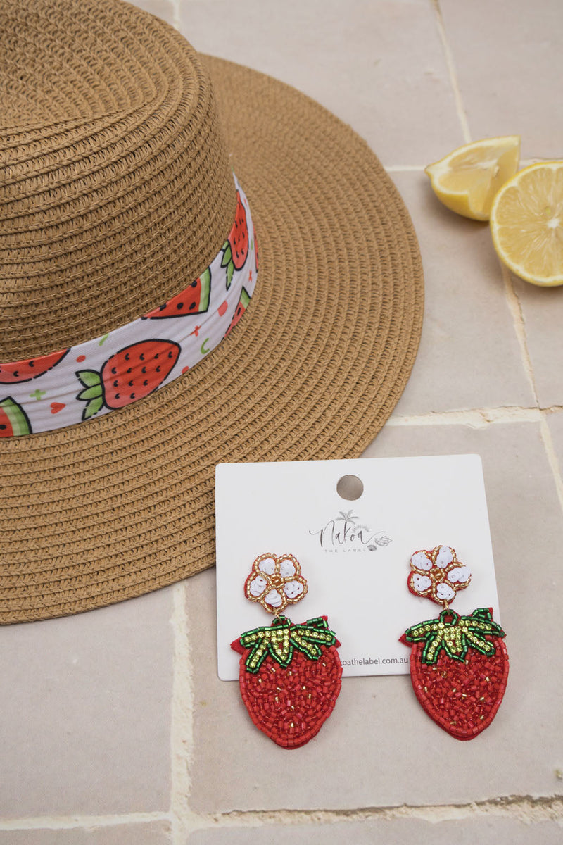 Strawberry Beaded Earrings