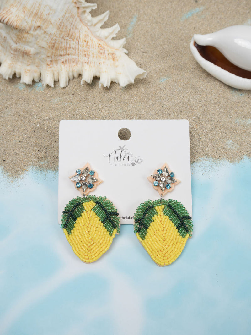 Lemon Beaded Earrings