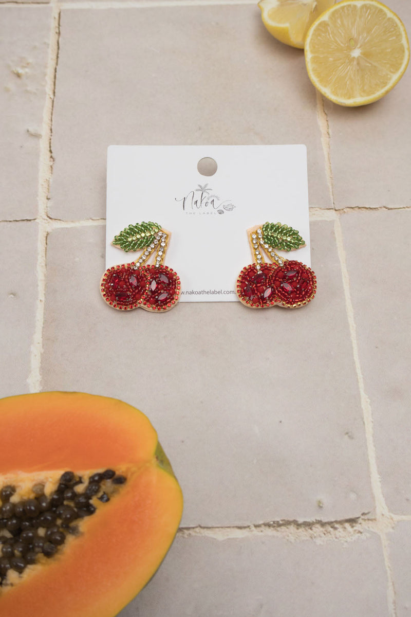 Cherry Beaded Earrings