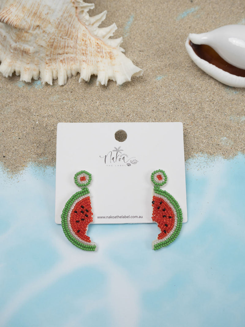 Watermelon Beaded Earrings