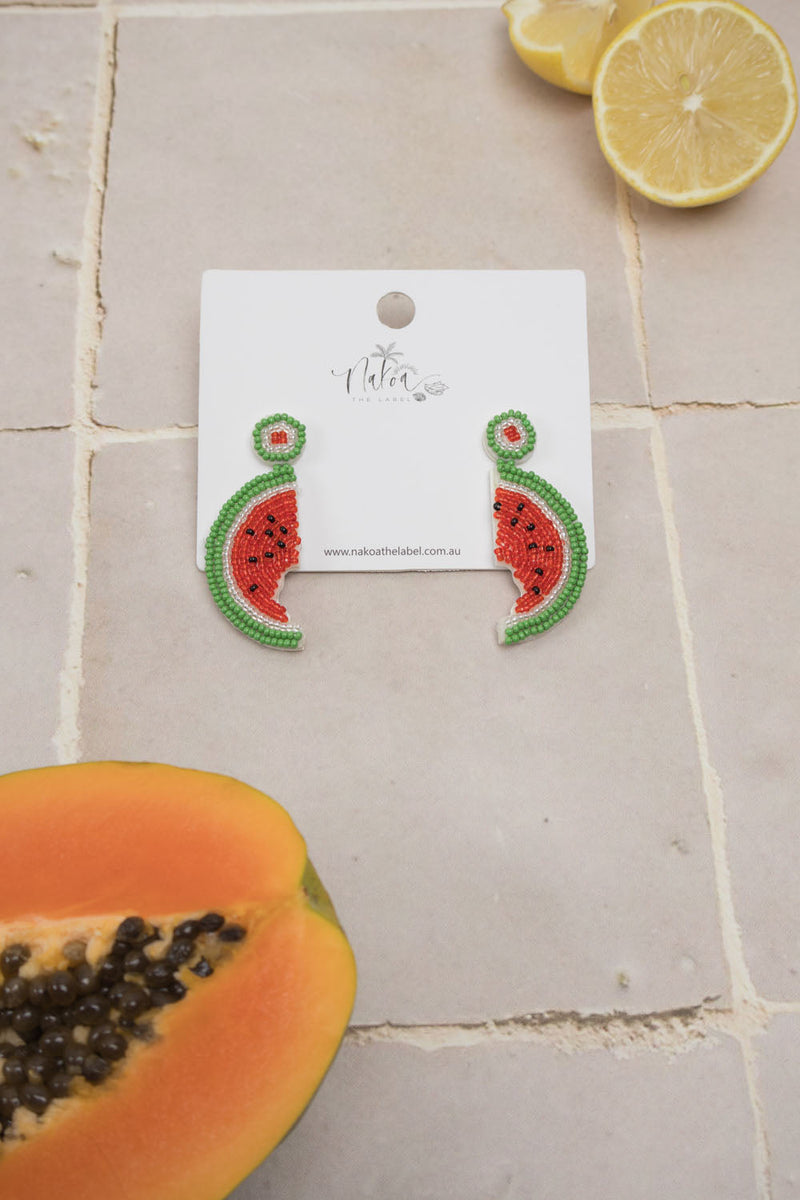 Watermelon Beaded Earrings