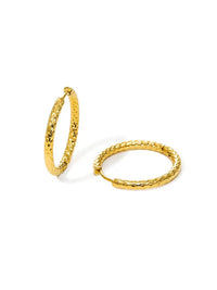 Waterproof 18K Gold Plated Stainless Steel Earrings - Irregular Thin Huggies 25mm