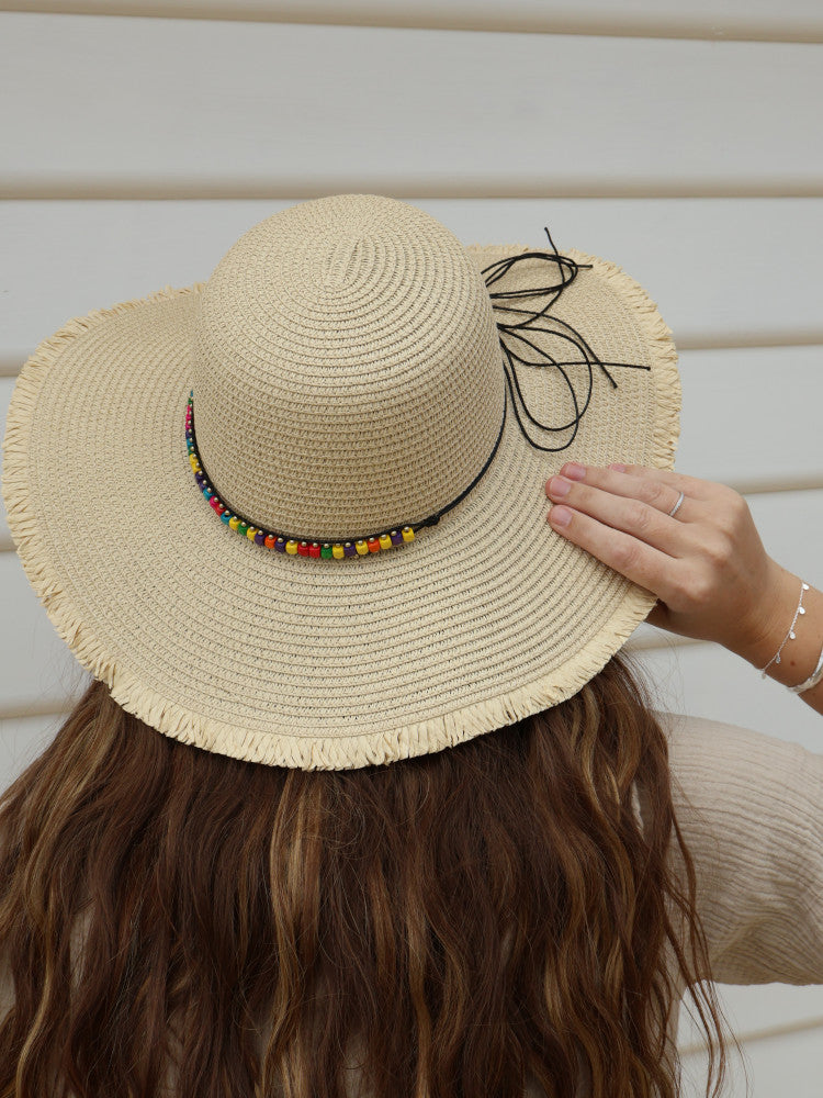 Floppy Beaded Sun Hat - Cancun - Sand