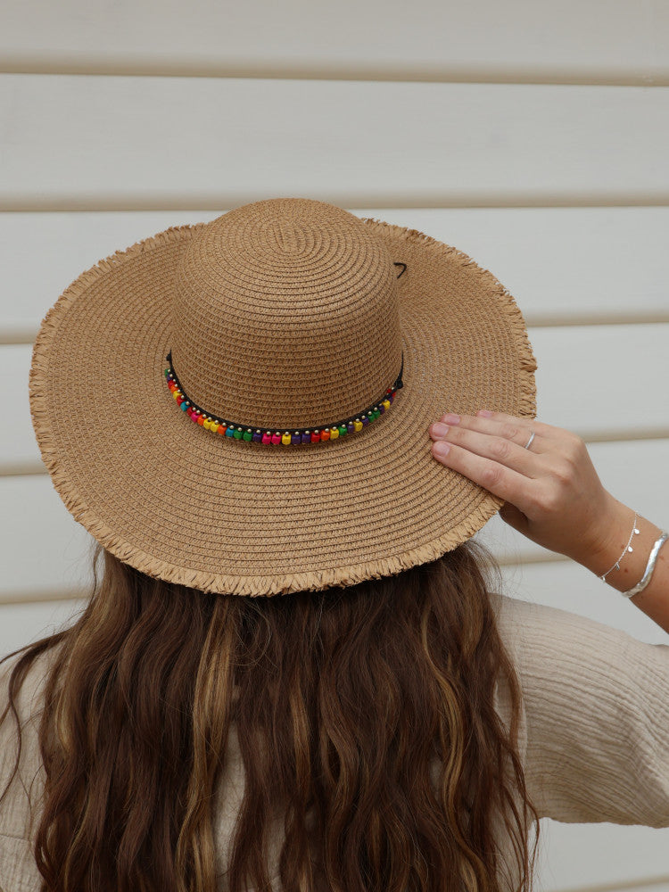 Floppy Beaded Sun Hat - Cancun - Natural